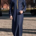 Mens Long Embroidered Shirt - Mandarin Collar Ethnic Style Long Sleeve Kurta