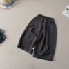 Children's Solid Color Linen Cool Pants, Casual Breathable Pants