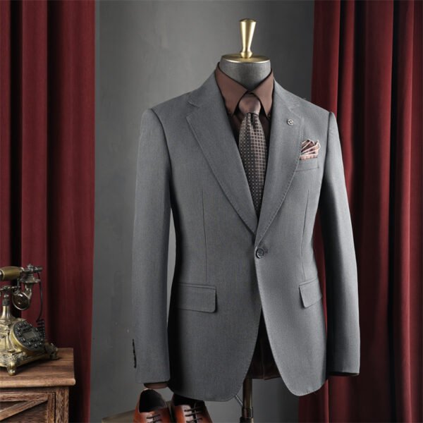 High-End Suit for Men, Pure Gray, Wrinkle-Resistant, Slightly Elastic, Formal Wear, Groom, Wedding, Best Man, Suit Set for Men