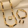 Copper Alloy Necklace Four-Piece Set, Retro Fashion Bracelet, Gold-Plated Non-Fading Jewelry