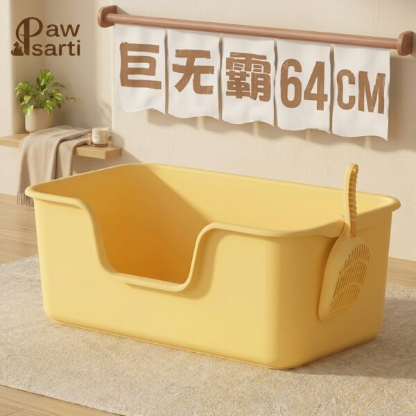 Extra-Large Cat Litter Box, Anti-Splash Cat Toilet, Extra-Large Anti-Odor Open-Style Cat Litter Box, Huge Litter Box for Kittens