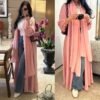 LN229 Pink Petal-Sleeved Cardigan with Chiffon Wide Sleeves