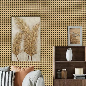 Self-Adhesive Bamboo Weave Wallpaper - French Style Rattan Effect Wall Roll