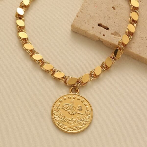 Vintage 24K Gold-Plated Bracelet Middle Eastern Ethnic Gold Coin Handmade Chain