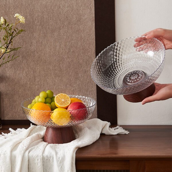 Vintage Style Footed Fruit Bowl - Wood Grain Draining Serving Tray