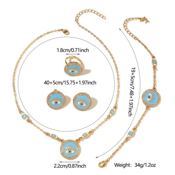 Cross-Border Ethnic Devils Eye Bracelet Necklace Four-Piece Jewelry Set