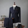 Double Breasted Striped Suit Men's Business Slim Formal Wear Bridegroom Wedding Dress