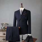 Double Breasted Striped Suit Men's Business Slim Formal Wear Bridegroom Wedding Dress