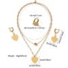 Ethnic Style Love Coin Pendant Necklace Jewelry Set with Simple Earrings