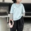 Children's Two-in-One Long Sleeve T-Shirt, Cartoon Patchwork Sleeve Top