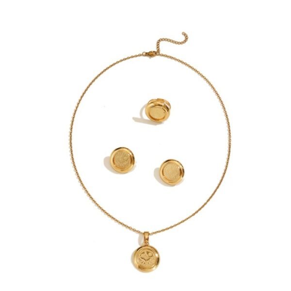 Vintage Light Luxury Coin Jewelry Set Necklace Earrings Ring