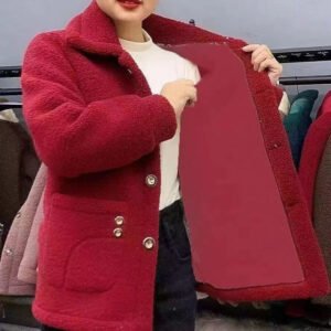Faux Lambswool Fleece-Lined Thickened Jacket - Short Loose-Fit Autumn/Winter Warm Outerwear