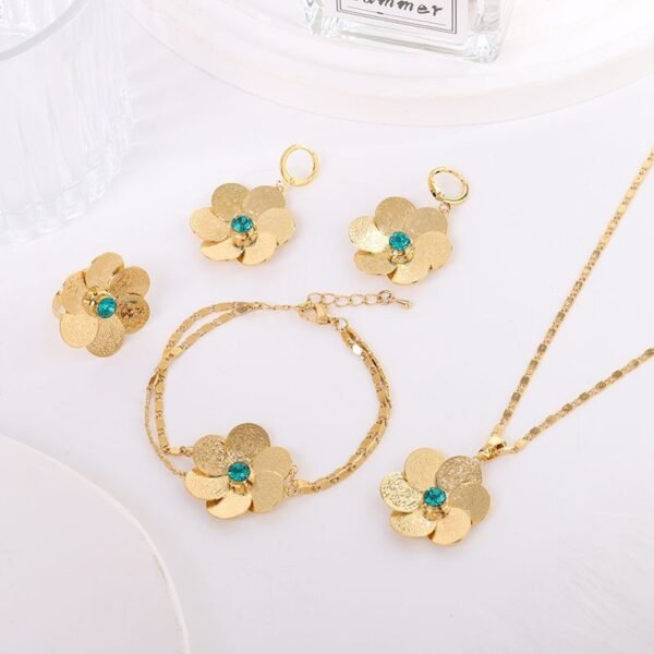Temu Dropshipping Copper Alloy Four-Piece Set Flower Necklace Multi-Layer Earrings Hot-Selling Artistic Retro Style 1 Temu Dropshipping Copper Alloy Four-Piece Set Flower Necklace Multi-Layer Earrings Hot-Selling Artistic Retro Style