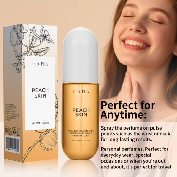 Peach Skin Body Fragrance Spray 50ml, Peach Champagne Scent, Long-Lasting