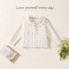 Bowknot Cat Embroidery Girls' Long-Sleeve T-Shirt with Star Print