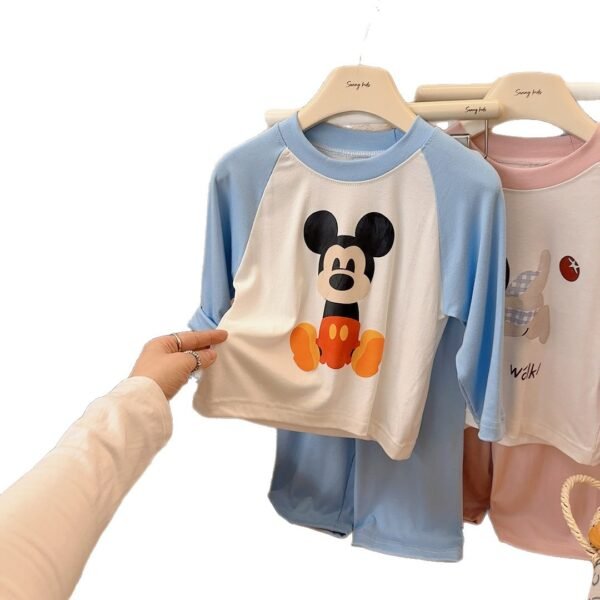 Kids Modal Home Wear Pajama Set - Loose Long-Sleeve Air-Conditioning Clothing