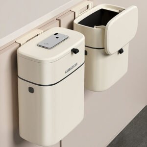 Wall Mounted Kitchen Bin with Lid – Hanging Waste Bin for Cupboard Door