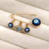 European and American Devil's Eye Brooch, Diamond-Encrusted Blue Eye and Palm Pins