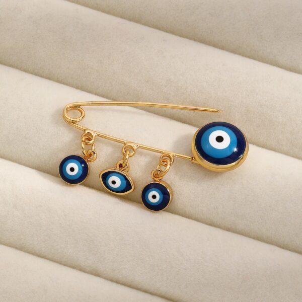 European and American Devil's Eye Brooch, Diamond-Encrusted Blue Eye and Palm Pins