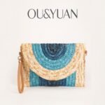 Wheat Braid Straw Woven Evening Clutch - Cross-Border Handbag