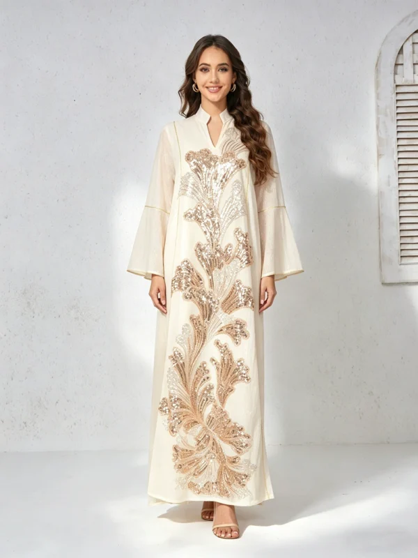 MT557 New Women Fashion Dress, Stand Collar Beaded Embroidery Light Luxury Cross-Border Ready Stock - photo 2 MT557 New Women Fashion Dress, Stand Collar Beaded Embroidery Light Luxury Cross-Border Ready Stock