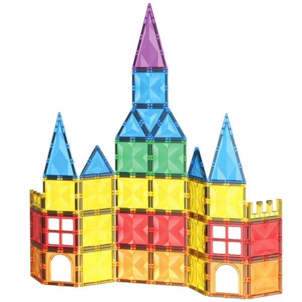 Magnetic Building Blocks Castle Set - Colored Window Tiles Educational Toy