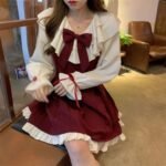 Belted Princess Style Age-Reducing Dress Niche Design Bow Sling Short Dress