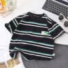 Boys Striped Cotton T-Shirt - Short Sleeve Summer Sports Top