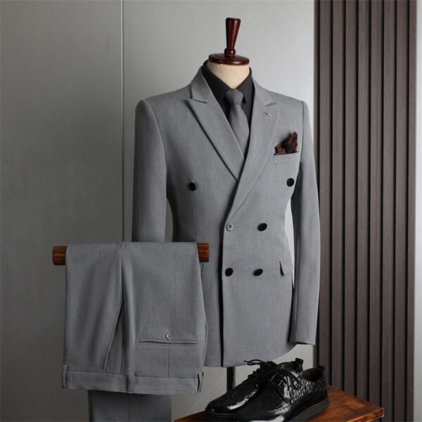 Double-Breasted Suit Set for Men, Formal Business Casual Slim Fit Plus Size Wholesale Wedding Blazer, High-End Feel