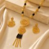 Cross-Border Bestseller Ethnic Style Spiral Hollow Black Bead Necklace Set with Long Tassel Earrings, Exotic Style