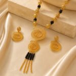 Cross-Border Bestseller Ethnic Style Spiral Hollow Black Bead Necklace Set with Long Tassel Earrings, Exotic Style