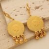 Turkish Vintage Gold Coin Tassel Earrings, Ethnic Style, Exaggerated Gold Coin Drop Earrings 4 Turkish Vintage Gold Coin Tassel Earrings, Ethnic Style, Exaggerated Gold Coin Drop Earrings