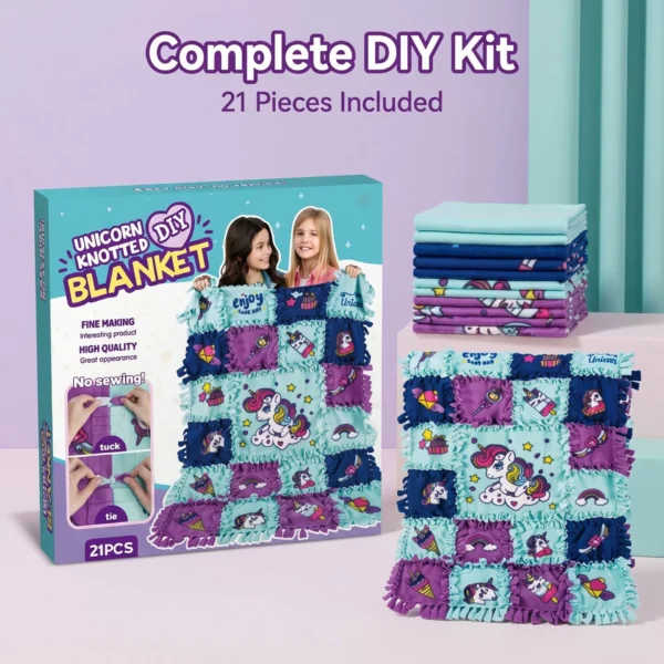 O1CN01No0B4M2EcQeW4SHXG_2222124958765-0-cib.jpg_ DIY Knotted Quilt Craft Kit - Handmade Patchwork Blanket for Kids