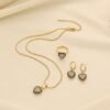 Xinjiang Full Diamond Love Eye Light Luxury Geometric Jewelry Set with Ring
