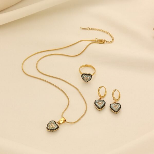 Xinjiang Full Diamond Love Eye Light Luxury Geometric Jewelry Set with Ring