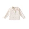 Bowknot Cat Embroidery Girls' Long-Sleeve T-Shirt with Star Print