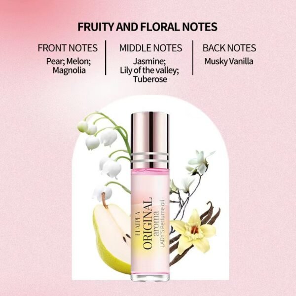 Women's Vanilla Floral Roll-On Perfume 10ml, Alcohol-Free, Fresh Fragrance