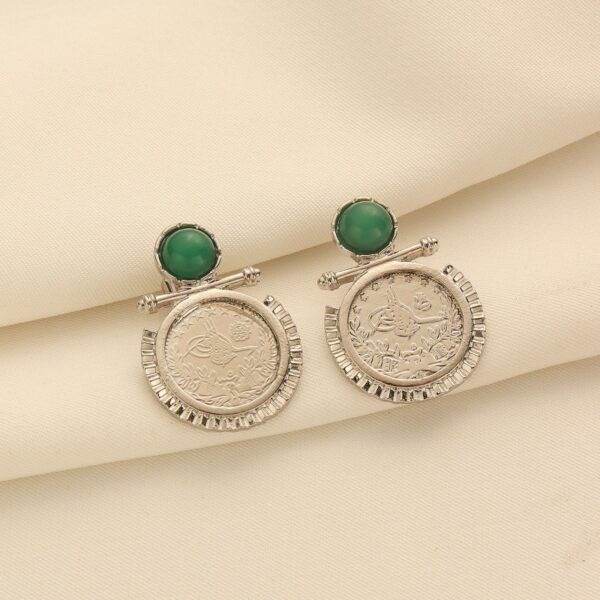 Gold-Plated Rice Flower Coin Earrings, 24K Electroplated Vintage Ethnic Style