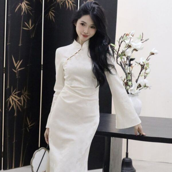 New Chinese Women's Improved Cheongsam High-end Elegant Guofeng Buckle Dress