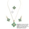 Female Internet Celebrity Full Diamond Four-Leaf Clover Mother-of-Pearl Clavicle Necklace Set