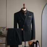 Double Row Plaid Suit Men's Business Formal Groomsman Wedding Groom Suit Jacket