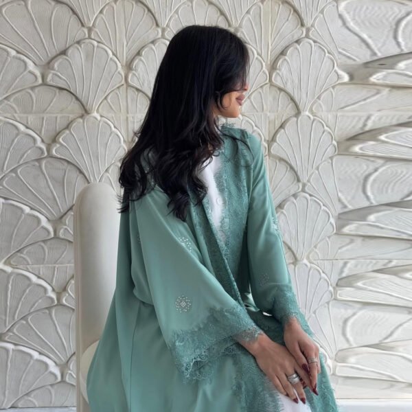 LN214 Lace Patchwork Long Coat Modest Robe