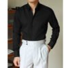 Men's Ice Silk Business Shirt - Wrinkle Free Long Sleeve Plain Shirt
