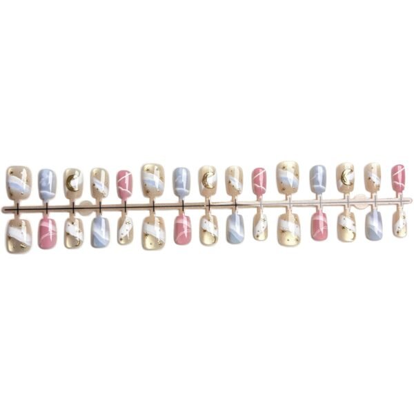 Wy384 Romantic Galaxy Glass Bead Cat Eye Glitter Gilt Wearable Nails Wy384 Romantic Galaxy Glass Bead Cat Eye Glitter Gilt Wearable Nails