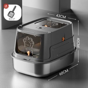 Stainless Steel Cat Litter Box, Fully Enclosed, Removable, Easy to Clean, Large Anti-Splash and Odor-Proof