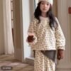 Girls' Pajamas Autumn Winter Thickened Fleece-Lined Floral Home Wear
