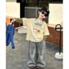 Children's Two-in-One Long Sleeve T-Shirt, Cartoon Patchwork Sleeve Top