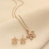Copper Zircon Flower Necklace Niche Light Luxury Windmill Design Set