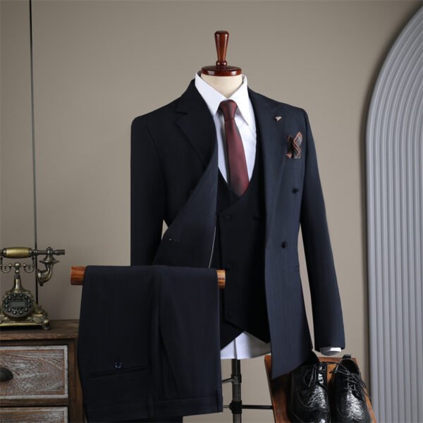 2025 Autumn and Winter Suit Men's High-End Double-Breasted Striped Suit Men's Suit Casual Groom's Wedding Dress