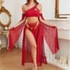Cross-Border Foreign Trade European and American New Sexy Lingerie Sexy Women's One-Shoulder Dance Outfit Slit Long Skirt Sexy Set